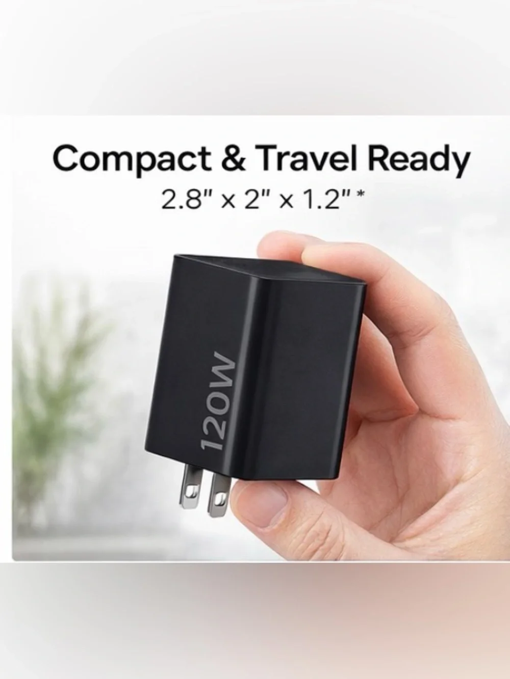 120W 4-Port Fast Charger USB-C & USB Wall Adapter (Black)
